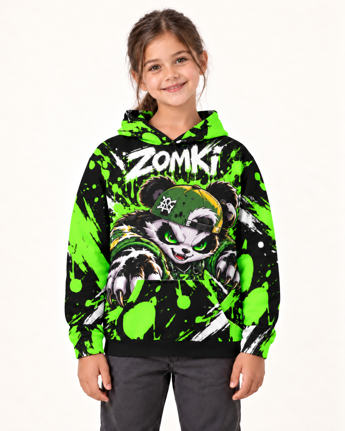 Nuevo modelo infantil niña generado con IA con Sudadera juvenil ZOMKI Monsters · Bruk