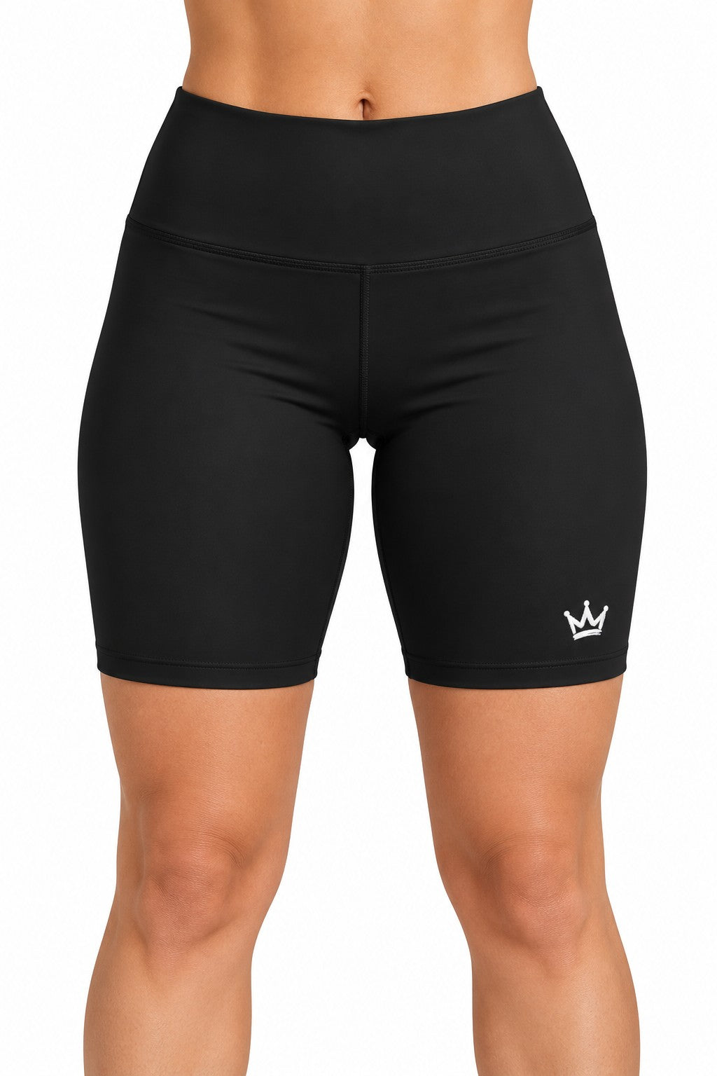 Pantalón corto ajustado mujer ZOMKI Gym · Crown en modelo adulto; se vende solo el pantalón. Imagen generada con IA.